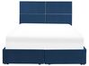 Velvet EU Double Size Ottoman Bed with Drawers Navy Blue VERNOYES_861342