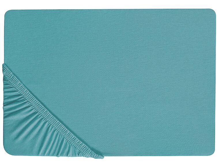 Drap-housse en coton 140 x 200 cm bleu turquoise HOFUF_815956