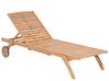 Wooden Reclining Sun Lounger with Cushion Navy Blue and White CESANA_776144
