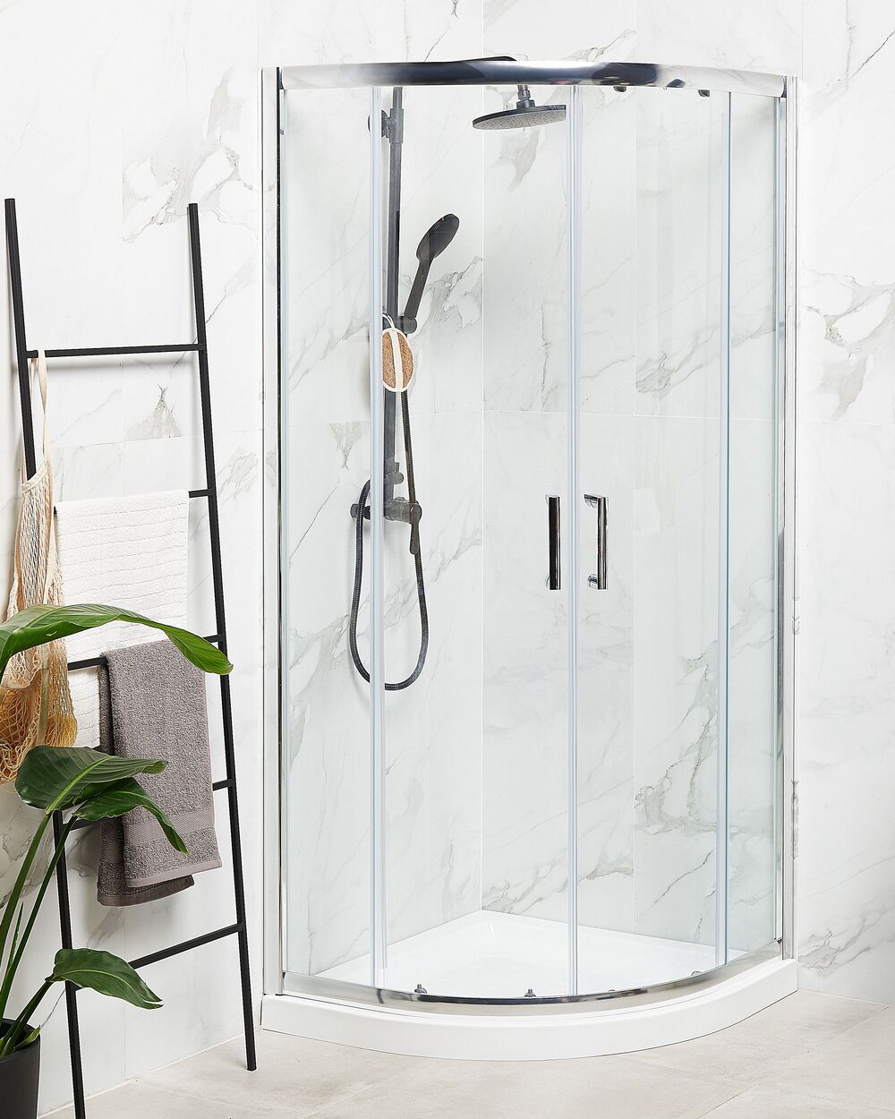 Mampara de ducha de vidrio templado plateada 90 x 90 x 185 cm