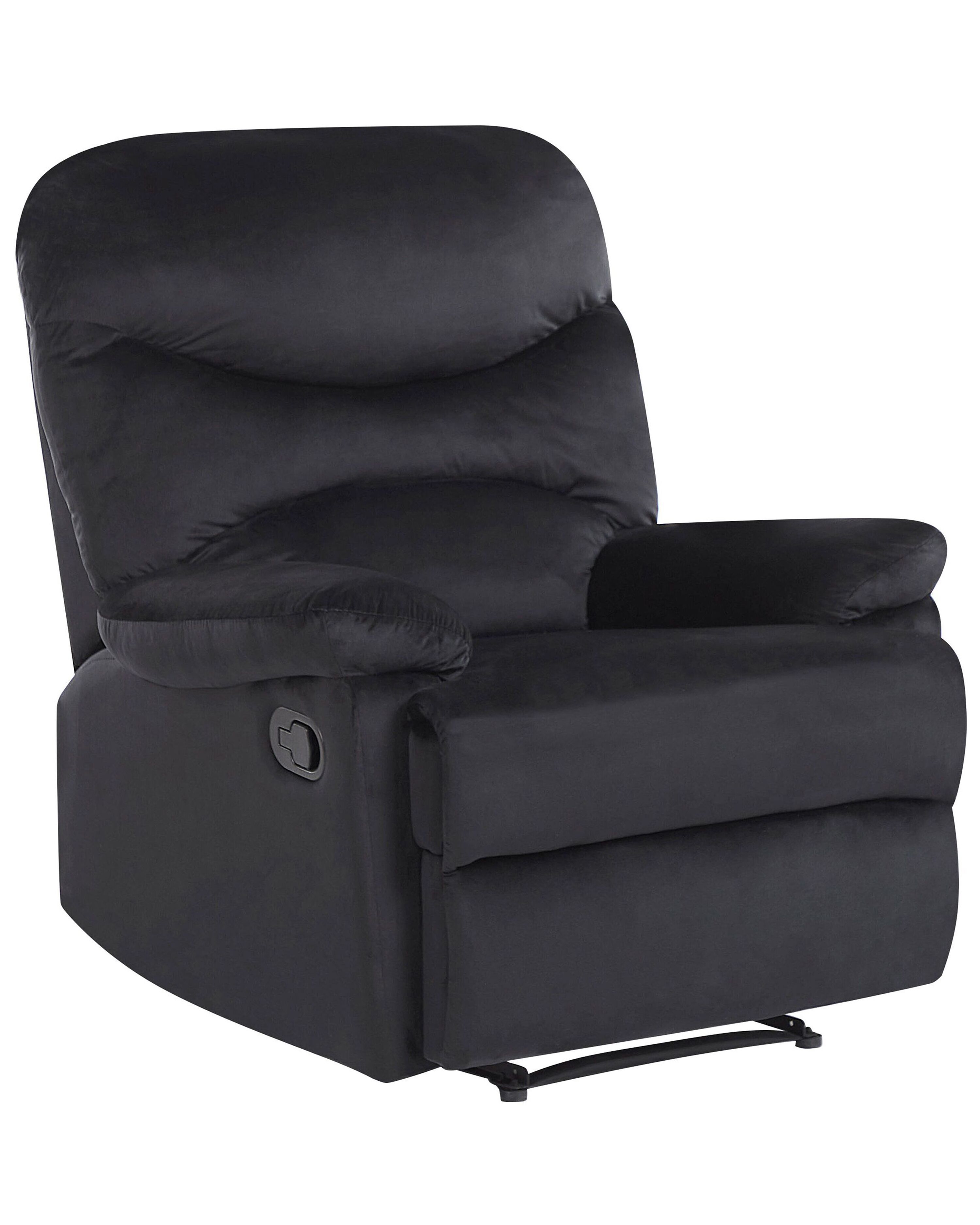 velvet recliner chair black eslov beliani co uk