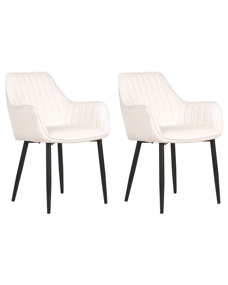 Conjunto de 2 cadeiras de jantar em veludo branco creme WELLSTON_901866