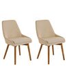Conjunto de 2 sillas de comedor de poliéster beige arena/madera oscura MELFORT_800009