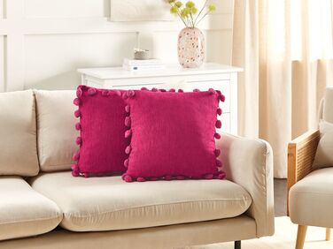 Set of 2 Cushions 45 x 45 cm Fuchsia Pink JASMINE