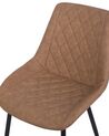 Conjunto de 2 sillas de comedor de piel sintética marrón dorado/negro MARIBEL_716420