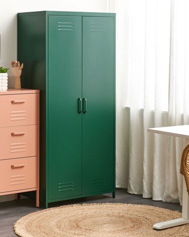 2 Door Metal Storage Cabinet Green VARNA