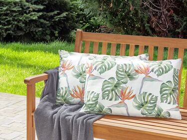 Set of 2 Outdoor Cushions Leaf Motif 40 x 60 cm Multicolour TORRAZZO