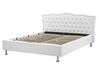 Bílá kožená postel s úložištěm Chesterfield 160x200 cm METZ_240301