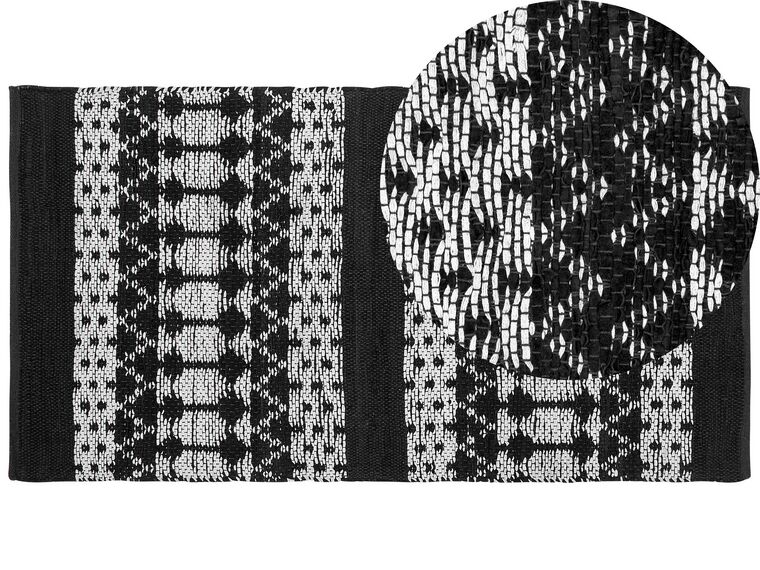 Teppich Leder schwarz / beige 80 x 150 cm abstraktes Muster Kurzflor SOKUN_757841