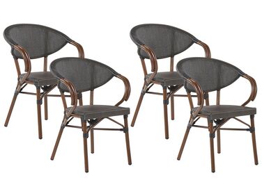 Zestaw 4 krzeseł ogrodowych ciemne drewno z szarym CASPRI