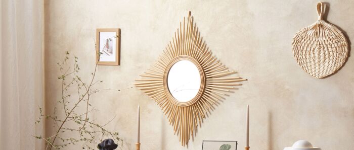 Specchio da Parete Decorativo Argento Industriale Rotondo dal Design retrò con  Cornice Quadrata in Legno e