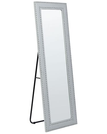 Faux Leather Standing Mirror 50 x 150 cm Light Grey LOCRONAN