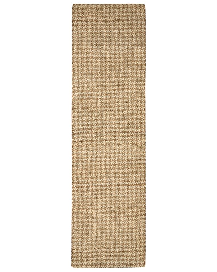 Teppich Jute beige 80 x 300 cm kariertes Muster Kurzflor ARAPTEPE_886336