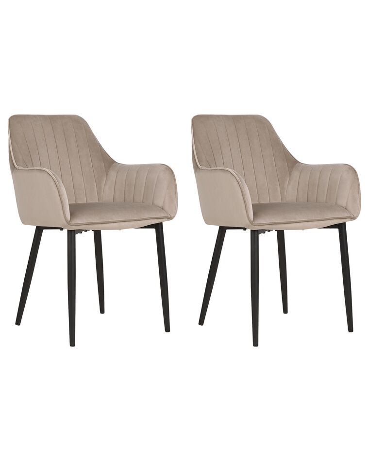 Conjunto de 2 sillas de comedor en terciopelo gris pardo WELLSTON_901828
