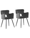 Conjunto de 2 sillas de comedor de terciopelo gris oscuro/negro SANILAC_847071