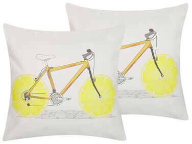 2 bawełniane poduszki dekoracyjne z motywem roweru 45 x 45 cm wielokolorowe RUSCUS