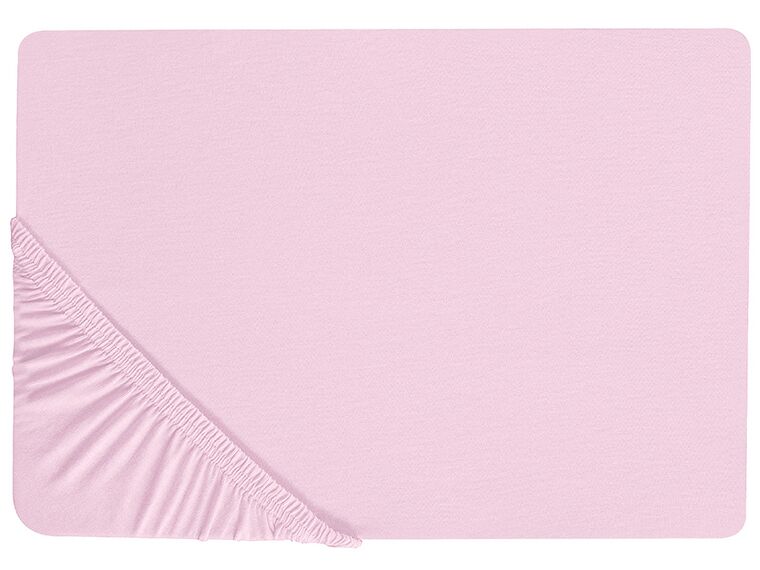 Bawełniane prześcieradło z gumką 180 x 200 cm różowe JANBU_845377