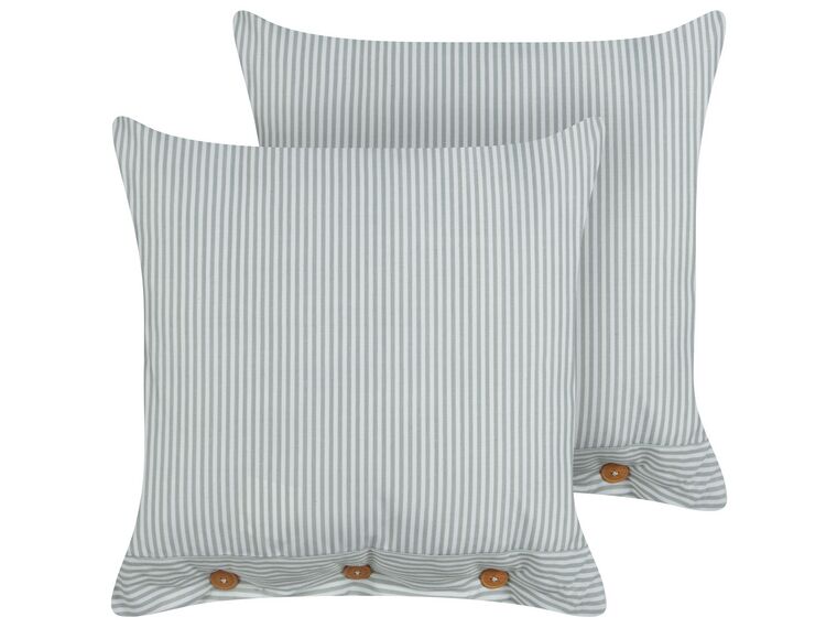 Set of 2 Cushions Striped 45 x 45 cm Green and White SEBRINE_902092