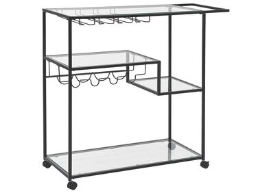 Metal Drinks Trolley with Glass Top Black MARCOLA