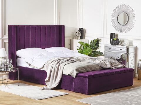 Velvet Eu King Size Bed With Storage, King Size Bed Bench With Storage