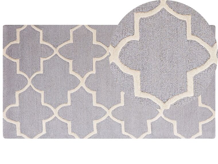 Teppich Wolle grau 80 x 150 cm marokkanisches Muster Kurzflor SILVAN_674695
