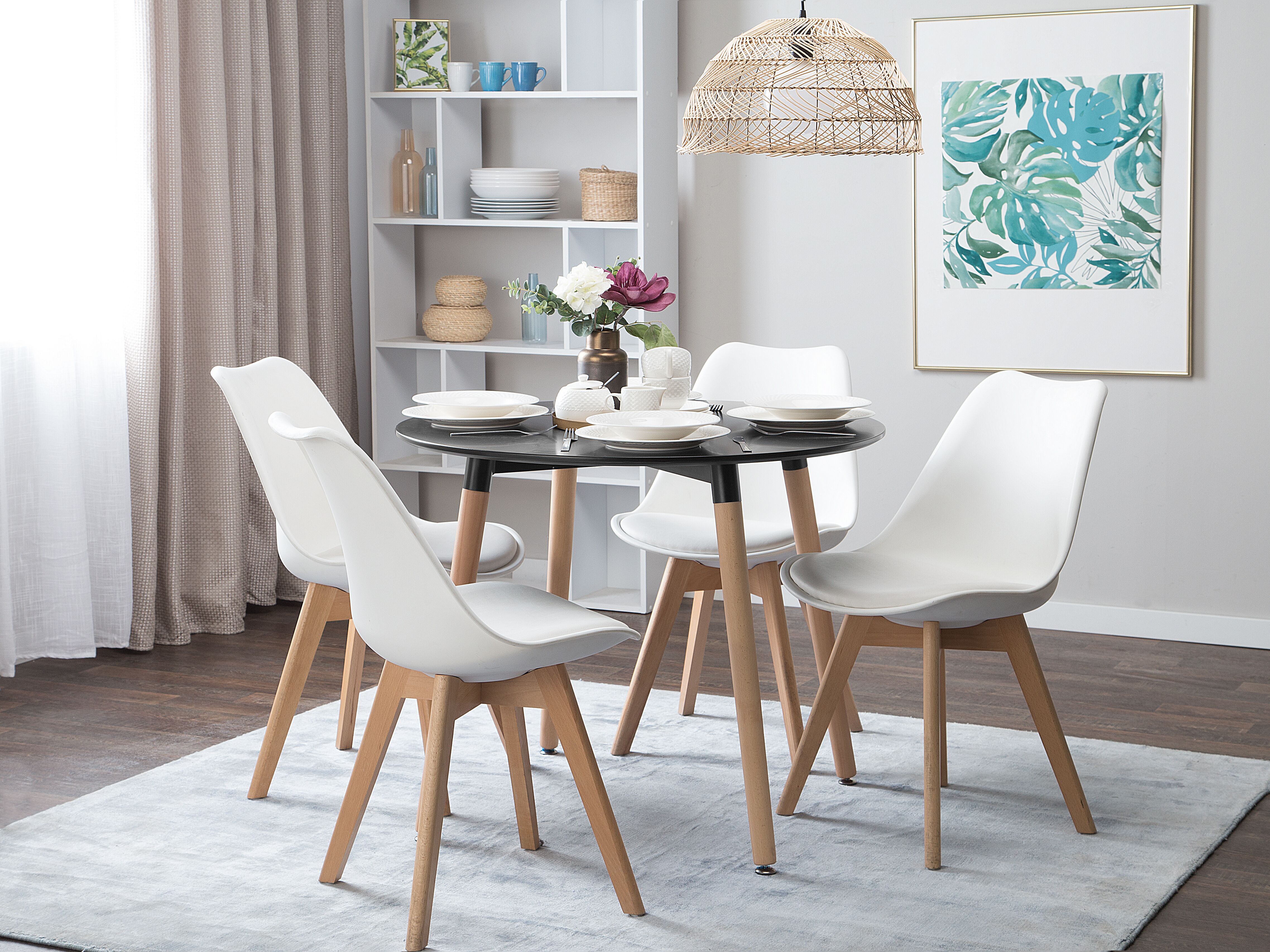 Round Dining Table O 90 Cm Black Bovio Beliani Co Uk
