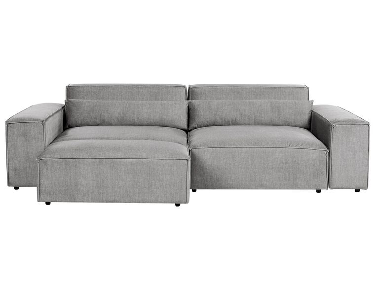2 Seater Modular Fabric Sofa with Ottoman Grey HELLNAR_911757