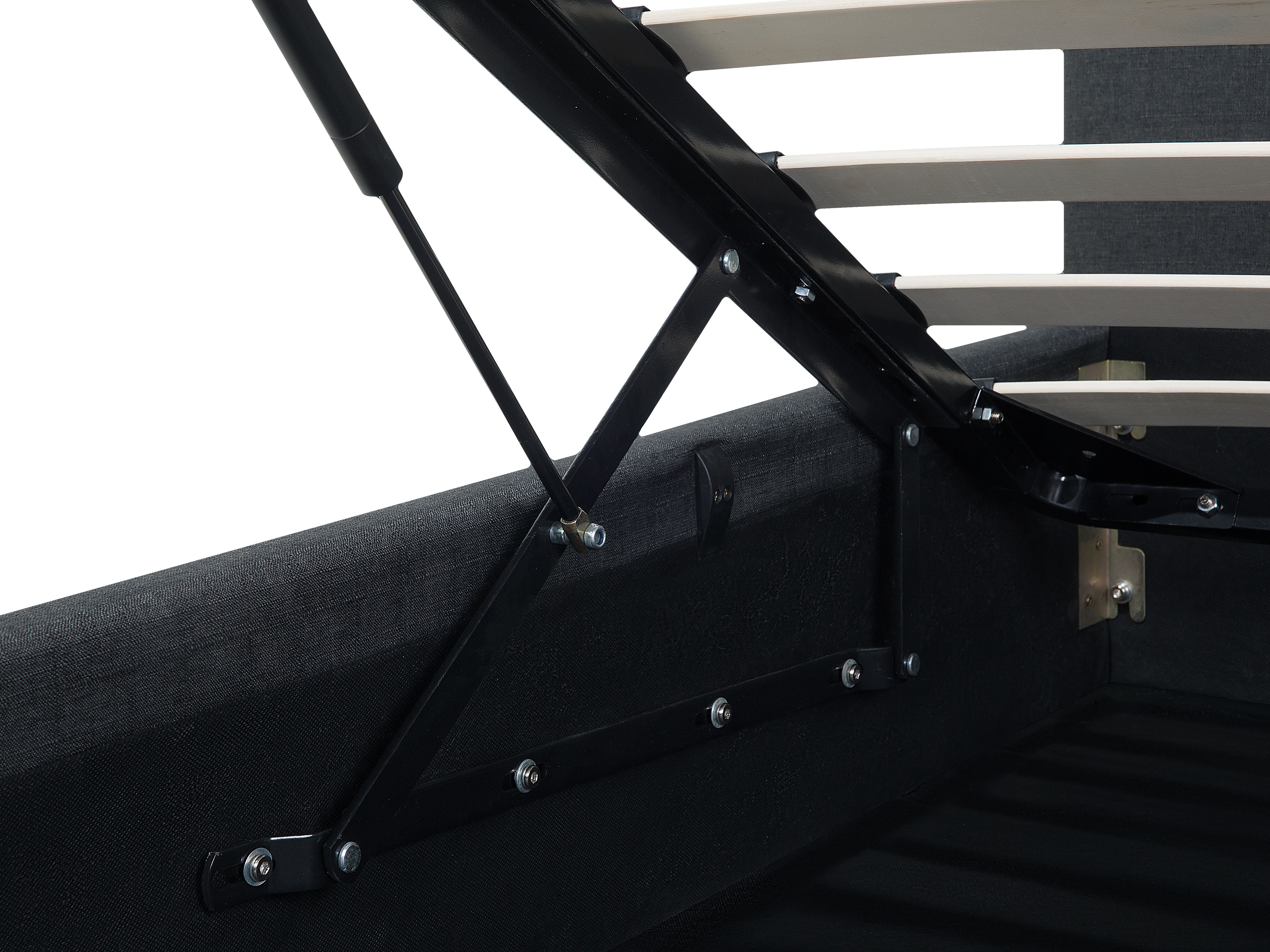 Cama tapizada en gris oscuro con almacenaje 180x200 cm RENNES | Beliani.es