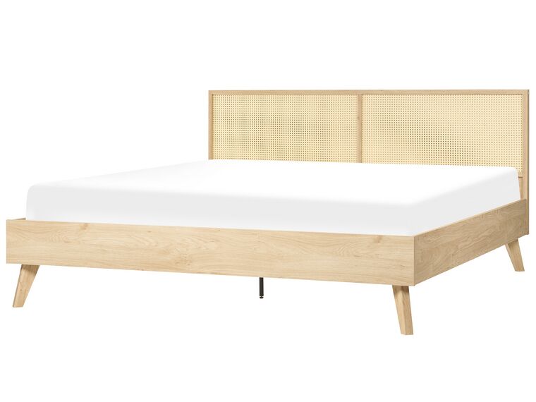 Rattan EU Super King Size Bed Light Wood MONPAZIER_863393