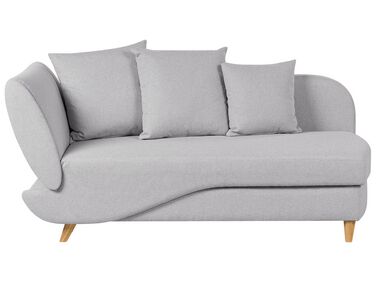 Left Hand Fabric Chaise Lounge with Storage Light Grey MERI II