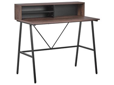 Home Office Desk with Shelves 100 x 50 cm Dark Wood HARISON