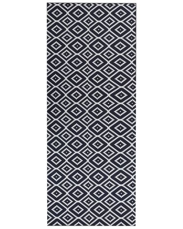 Teppich schwarz / weiß 80 x 200 cm geometrisches Muster Kurzflor KARUNGAL