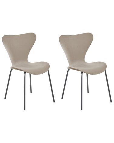 Set of 2 Velvet Dining Chairs Taupe and Black BOONVILLE