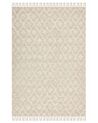 Teppich Baumwolle hellbeige 160 x 230 cm geometrisches Muster Kurzflor AKSARAY_849106