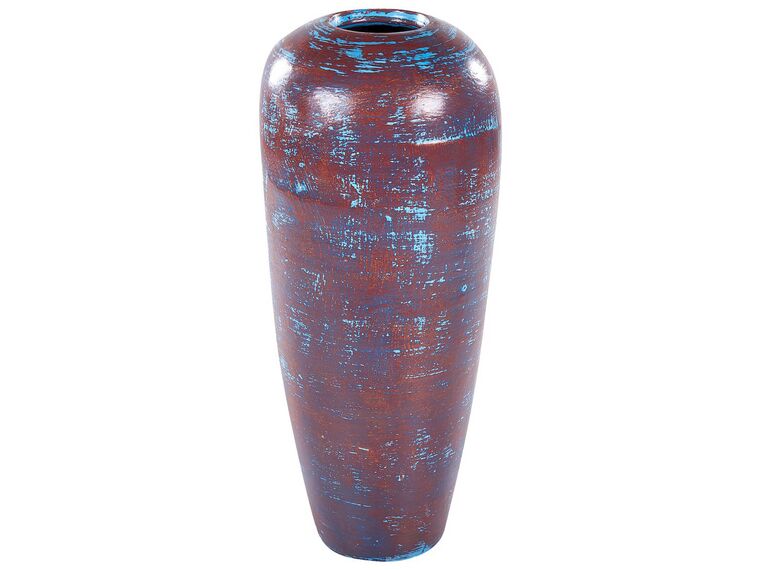 Dekorativ terracotta vase 59 cm brun og blå DOJRAN_850613