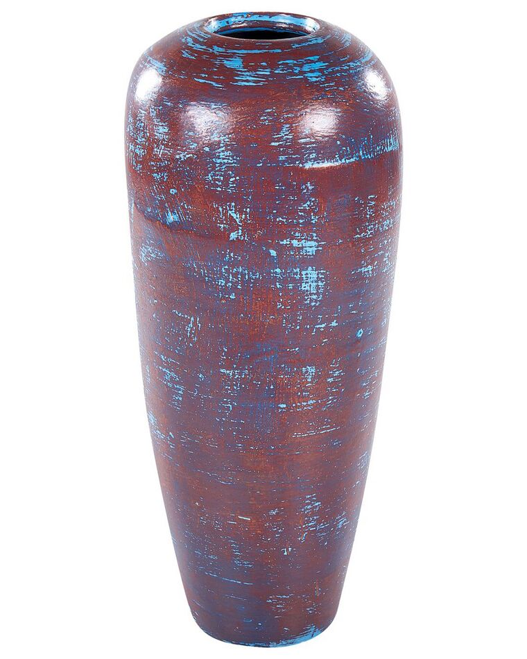 Vas terrakotta 59 cm brun och blå DOJRAN_850613