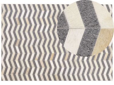 Kožený koberec v šedé a béžové barvě 160 x 230 cm BAGGOZE 