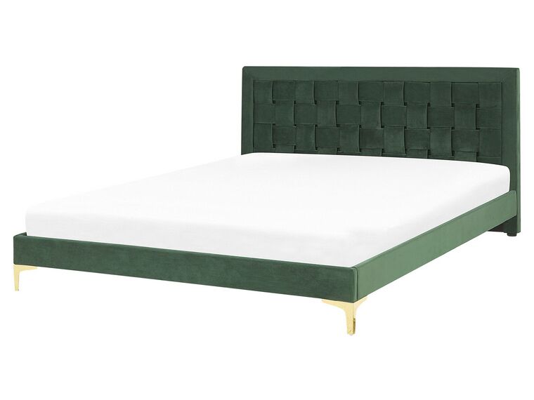 Łóżko welurowe 160 x 200 cm zielone LIMOUX_775718