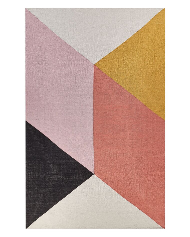 Alfombra de algodón rosa/beige/amarillo/negro 160 x 230 cm NIZIP_842814