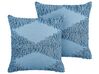Set of 2 Tufted Cotton Cushions 45 x 45 cm Blue RHOEO_840216