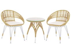 2-istuttava bistrosetti polyrottinki luonnonväri/valkoinen PELLARO