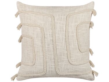 Cotton Cushion Abstract Pattern 45 x 45 cm Beige PLEIONE