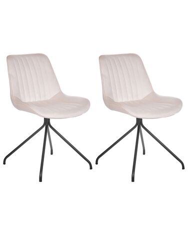 Set of 2 Velvet Dining Chairs Beige NAVASOTA