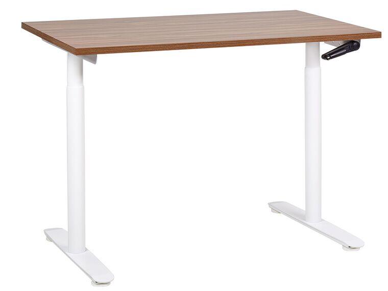 Manuálně nastavitelný psací stůl 120 x 72 cm tmavé dřevo/bílý DESTINAS_899079