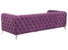 3 Seater Velvet Fabric Sofa Purple SOTRA_706358