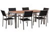 Trädgårdsmöbelset av bord och 6 stolar eukalyptusträ/svart GROSSETO_768468