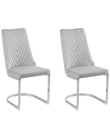 Set of 2 Velvet Dining Chairs Grey ALTOONA