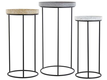 Set of 3 Side Tables Granite Effect TEXON