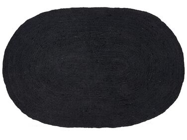 Ovalt jutetæppe 160 x 230 cm sort DEMIRCI 