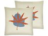 Set of 2 Embroidered Cushions Leaf Motif 45 x 45 cm Red DAVALLIA_810829